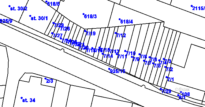 Parcela st. 7/14 v KÚ Olšany u Telče, Katastrální mapa