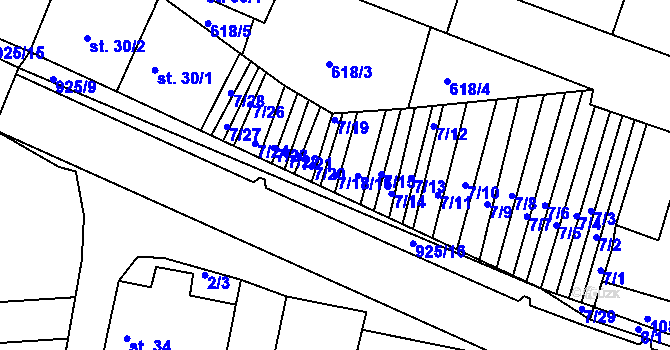 Parcela st. 7/18 v KÚ Olšany u Telče, Katastrální mapa