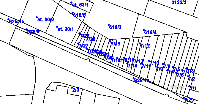 Parcela st. 7/21 v KÚ Olšany u Telče, Katastrální mapa