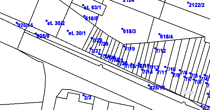 Parcela st. 7/23 v KÚ Olšany u Telče, Katastrální mapa