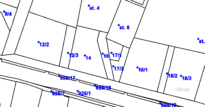 Parcela st. 16 v KÚ Olšany u Telče, Katastrální mapa