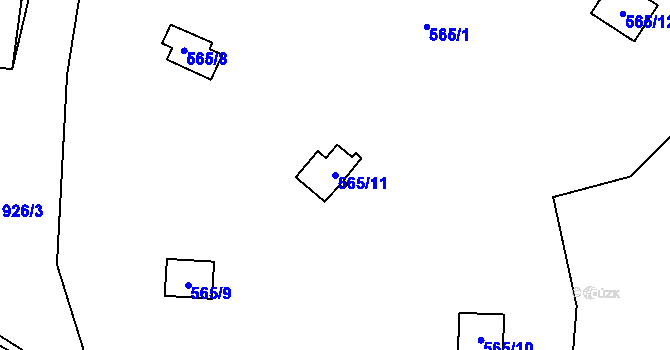 Parcela st. 565/11 v KÚ Olšany u Telče, Katastrální mapa