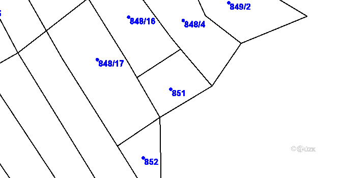 Parcela st. 851 v KÚ Olšany u Telče, Katastrální mapa