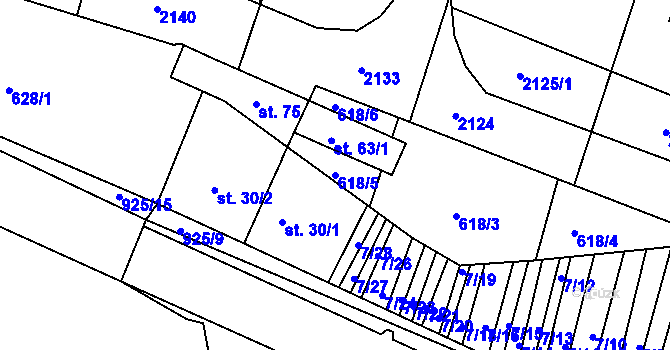 Parcela st. 618/5 v KÚ Olšany u Telče, Katastrální mapa