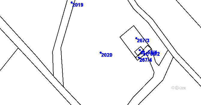 Parcela st. 2020 v KÚ Olšany u Telče, Katastrální mapa