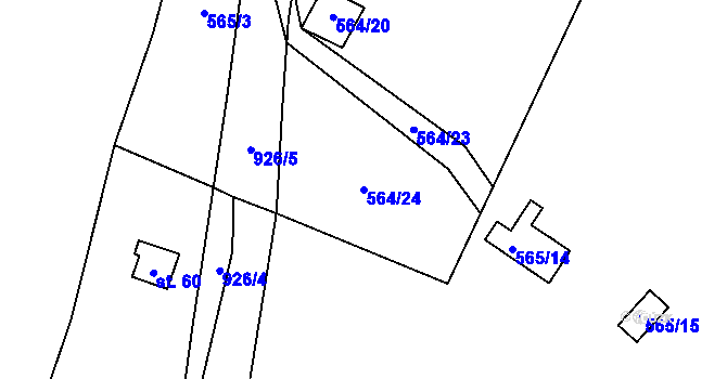 Parcela st. 564/24 v KÚ Olšany u Telče, Katastrální mapa