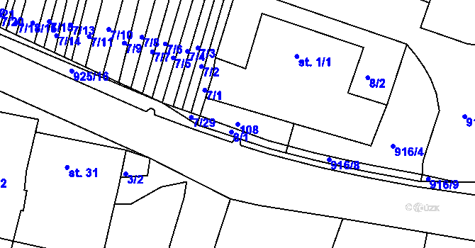 Parcela st. 108 v KÚ Olšany u Telče, Katastrální mapa