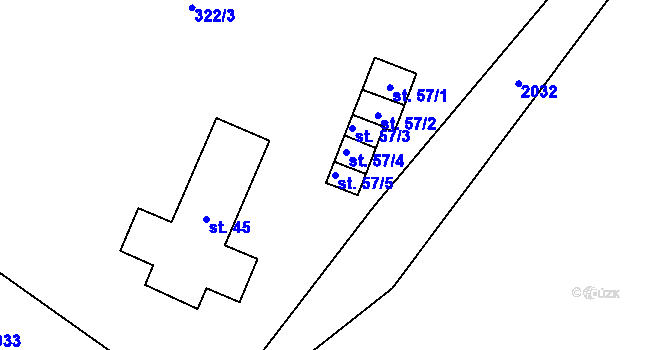 Parcela st. 57/5 v KÚ Olšany u Telče, Katastrální mapa