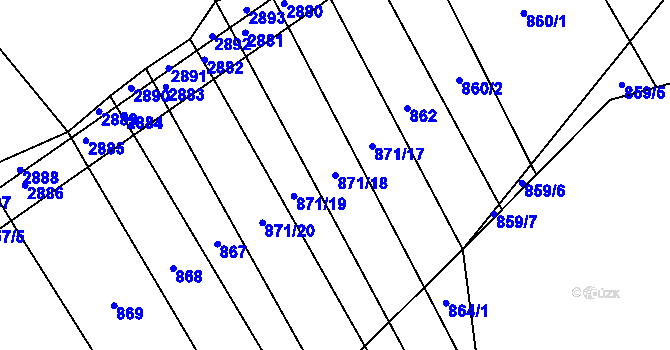 Parcela st. 871/18 v KÚ Olšany u Telče, Katastrální mapa