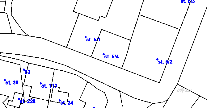 Parcela st. 5/4 v KÚ Olšany nad Moravou, Katastrální mapa