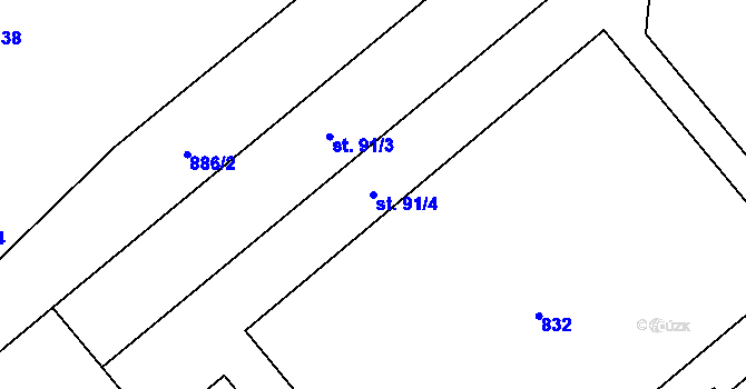 Parcela st. 91/4 v KÚ Olšany nad Moravou, Katastrální mapa