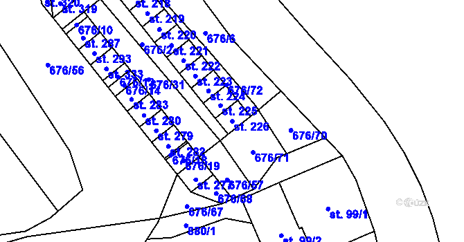 Parcela st. 226 v KÚ Olšany nad Moravou, Katastrální mapa