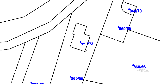 Parcela st. 273 v KÚ Olšany nad Moravou, Katastrální mapa