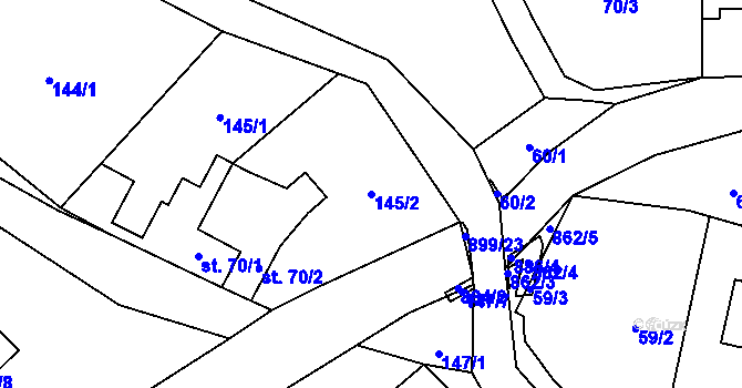 Parcela st. 145/2 v KÚ Olšany nad Moravou, Katastrální mapa
