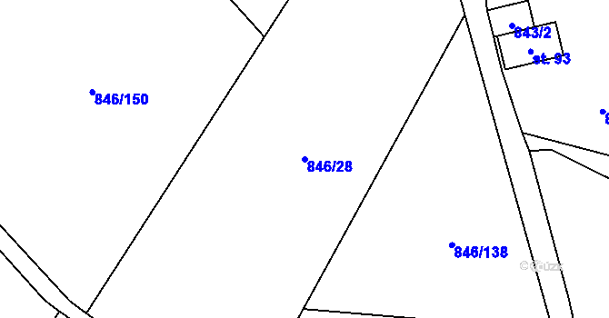 Parcela st. 846/28 v KÚ Olšany nad Moravou, Katastrální mapa