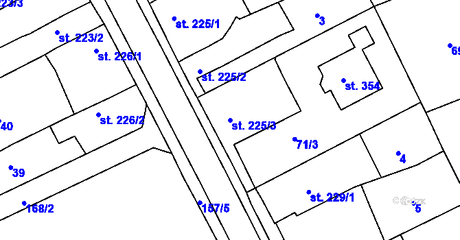 Parcela st. 225/3 v KÚ Hablov, Katastrální mapa