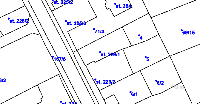 Parcela st. 229/1 v KÚ Hablov, Katastrální mapa