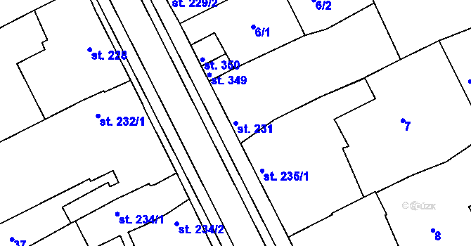 Parcela st. 231 v KÚ Hablov, Katastrální mapa