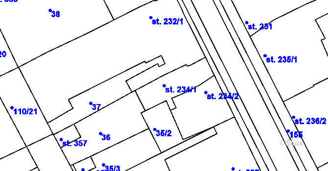 Parcela st. 234/1 v KÚ Hablov, Katastrální mapa