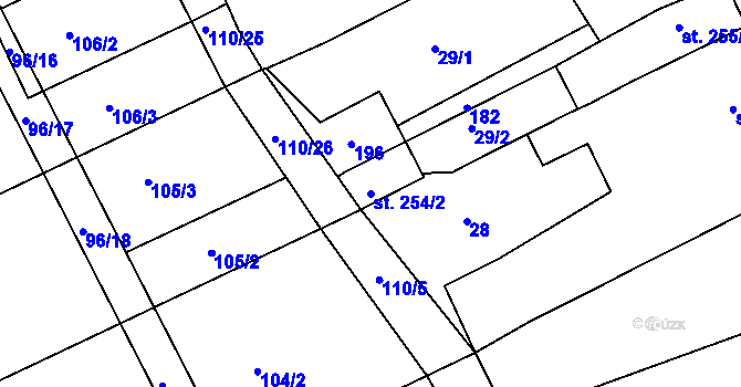 Parcela st. 254/2 v KÚ Hablov, Katastrální mapa