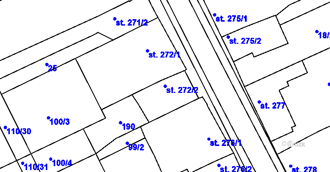 Parcela st. 272/2 v KÚ Hablov, Katastrální mapa