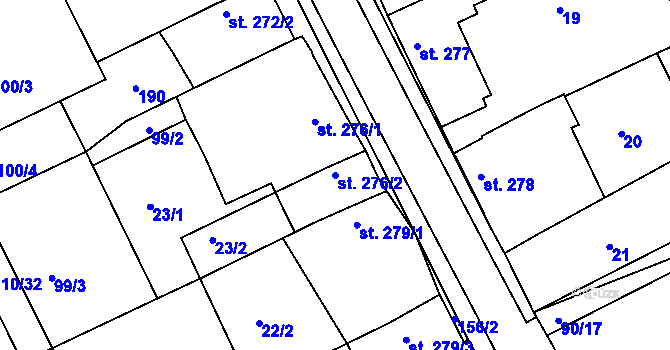 Parcela st. 276/2 v KÚ Hablov, Katastrální mapa
