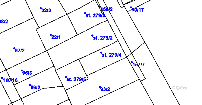 Parcela st. 279/4 v KÚ Hablov, Katastrální mapa