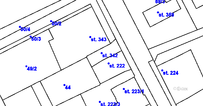 Parcela st. 342 v KÚ Hablov, Katastrální mapa