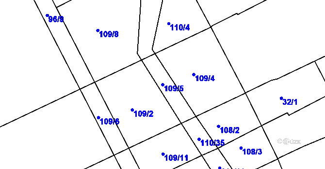 Parcela st. 109/5 v KÚ Hablov, Katastrální mapa