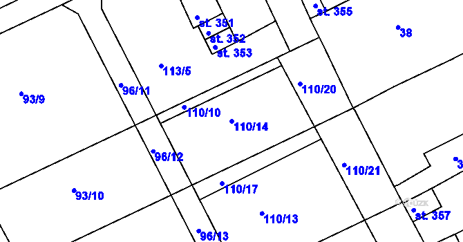 Parcela st. 110/14 v KÚ Hablov, Katastrální mapa