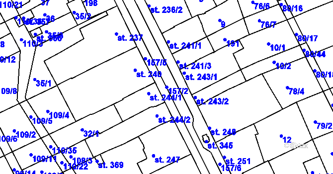 Parcela st. 157/2 v KÚ Hablov, Katastrální mapa