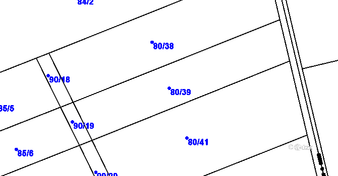 Parcela st. 80/39 v KÚ Hablov, Katastrální mapa
