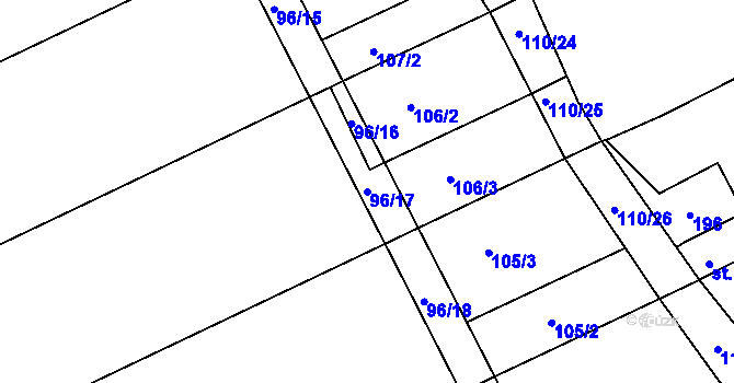 Parcela st. 96/17 v KÚ Hablov, Katastrální mapa