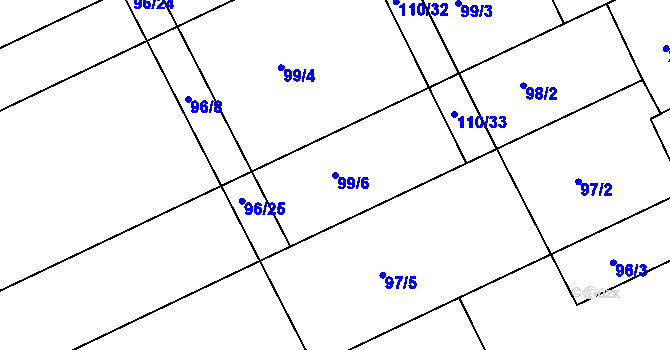 Parcela st. 99/6 v KÚ Hablov, Katastrální mapa