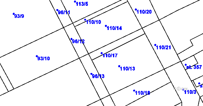 Parcela st. 110/17 v KÚ Hablov, Katastrální mapa