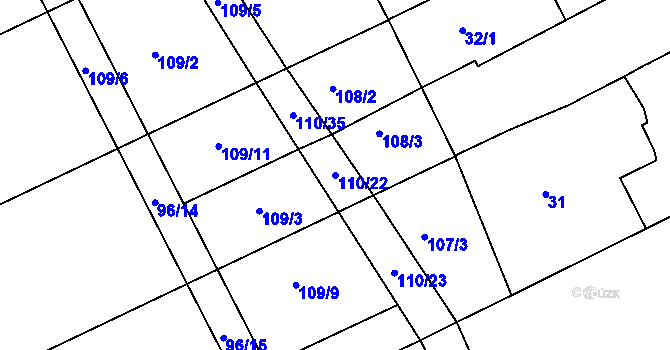 Parcela st. 110/22 v KÚ Hablov, Katastrální mapa