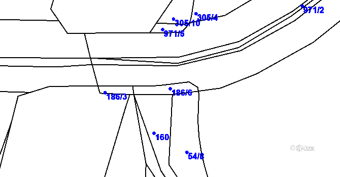 Parcela st. 186/6 v KÚ Hablov, Katastrální mapa
