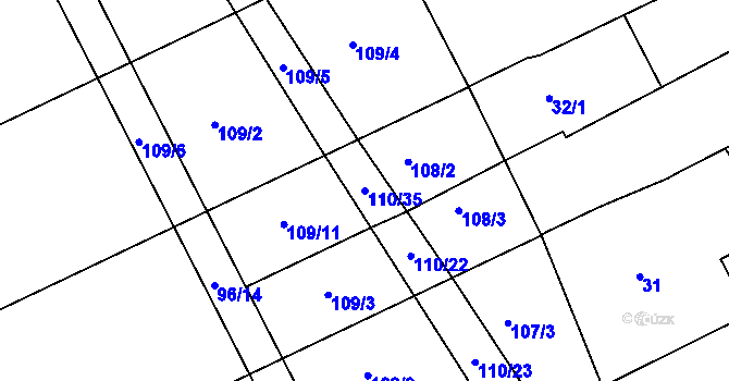 Parcela st. 110/35 v KÚ Hablov, Katastrální mapa