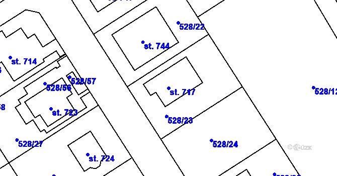 Parcela st. 717 v KÚ Olšany u Prostějova, Katastrální mapa