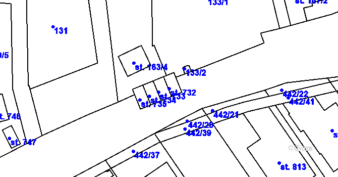 Parcela st. 732 v KÚ Olšany u Prostějova, Katastrální mapa