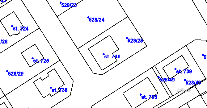 Parcela st. 741 v KÚ Olšany u Prostějova, Katastrální mapa