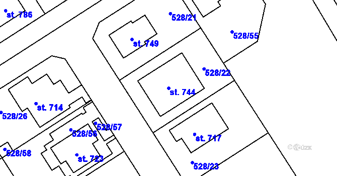 Parcela st. 744 v KÚ Olšany u Prostějova, Katastrální mapa