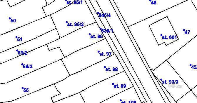 Parcela st. 97 v KÚ Olšany u Prostějova, Katastrální mapa