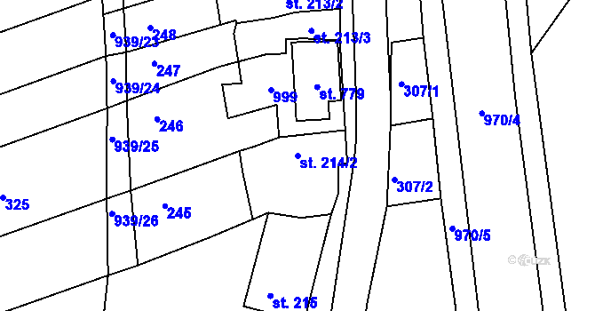 Parcela st. 214/2 v KÚ Olšany u Prostějova, Katastrální mapa
