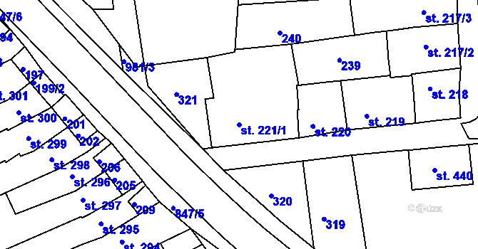 Parcela st. 221/1 v KÚ Olšany u Prostějova, Katastrální mapa