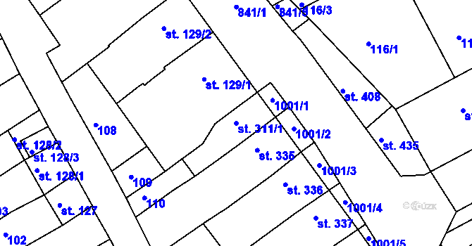 Parcela st. 311/1 v KÚ Olšany u Prostějova, Katastrální mapa