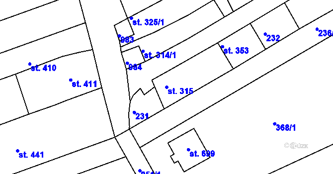 Parcela st. 315 v KÚ Olšany u Prostějova, Katastrální mapa