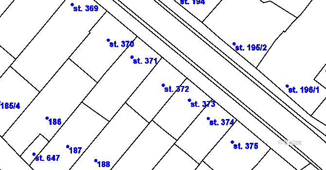 Parcela st. 372 v KÚ Olšany u Prostějova, Katastrální mapa