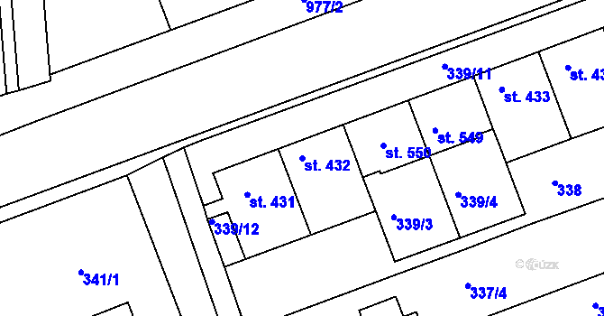 Parcela st. 432 v KÚ Olšany u Prostějova, Katastrální mapa