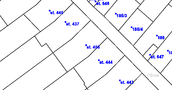 Parcela st. 456 v KÚ Olšany u Prostějova, Katastrální mapa